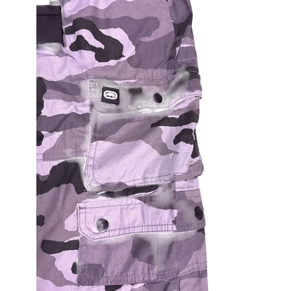 Ecko Unltd Y2K Camo Cargo Shorts Mens 34W Utility Belted Military Streetwear